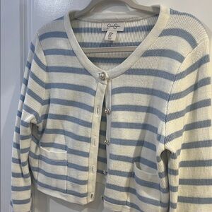 Jessica Simpson Blue and Cream Striped Cardigan